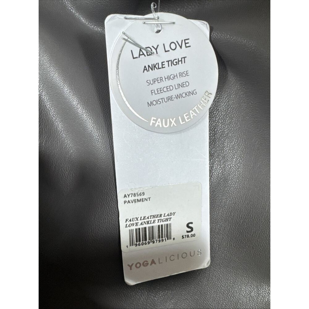 Great Yogalicious size S gray faux leather Lady Love ankle leggings women NWT - Picture 7 of 7